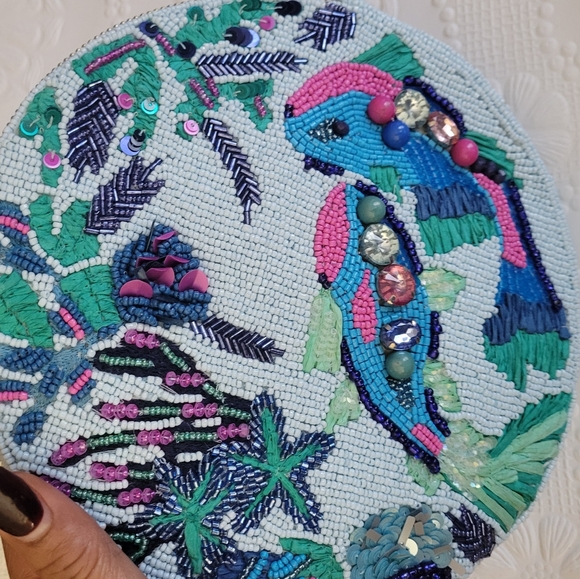 Anthropologie Under the Sea beaded pouch - Blue - NWT